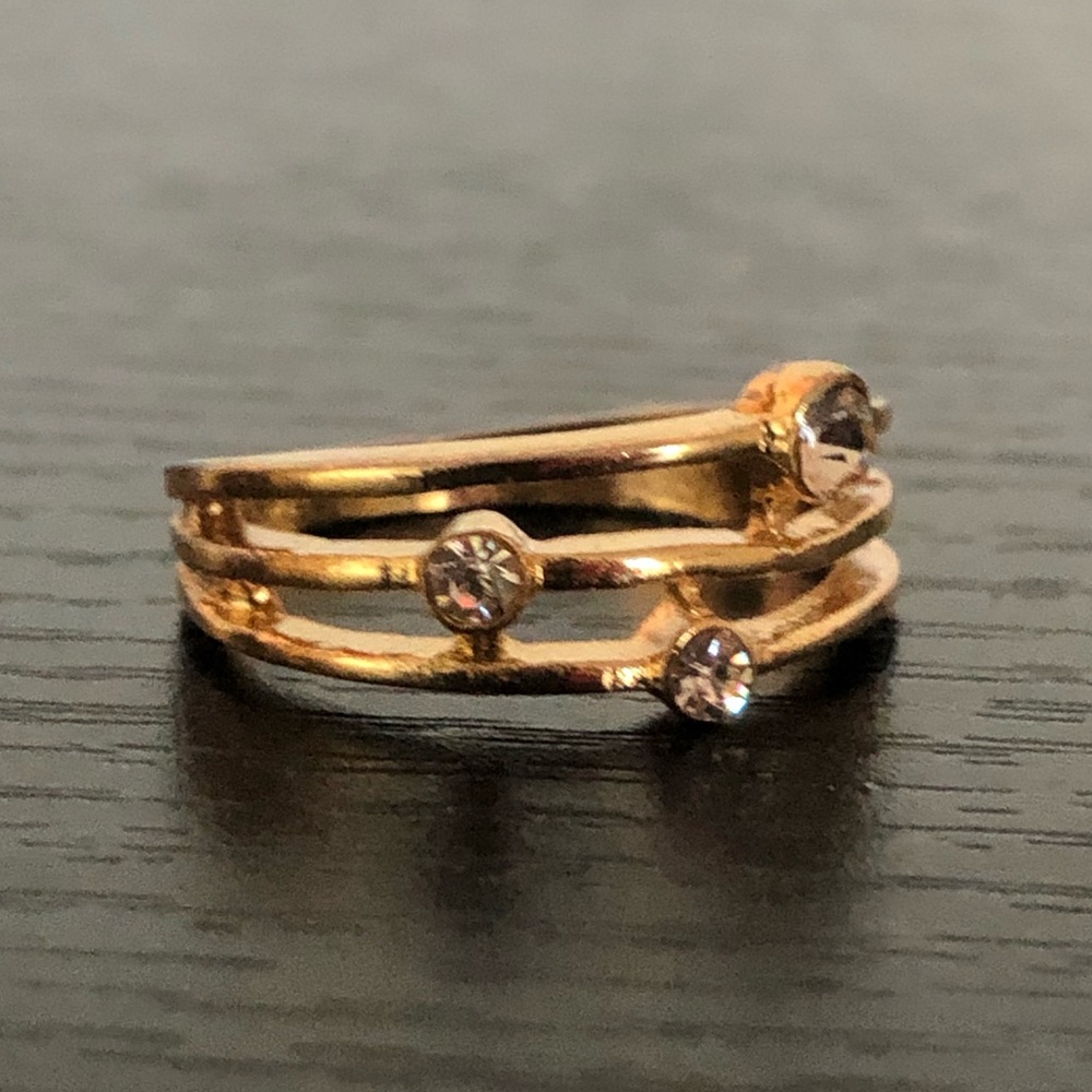 🟢 faux gold multi gem ring